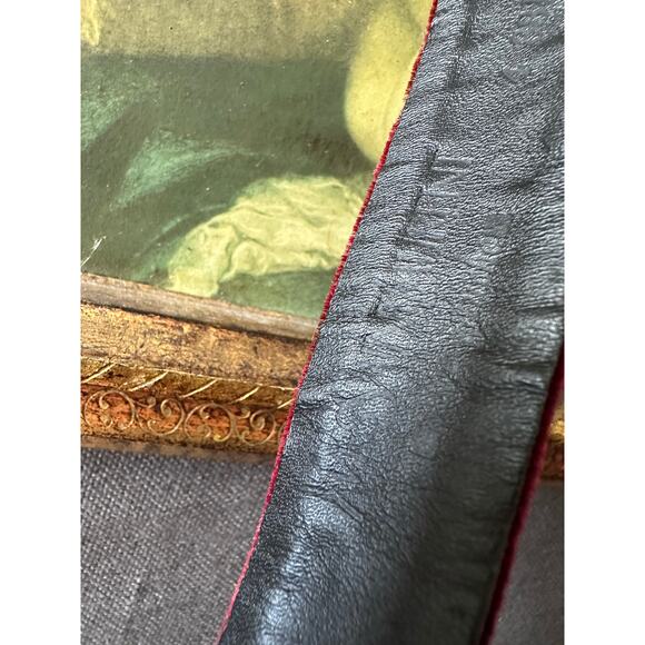 vintage SAINT LAURENT velvet calfskin leather BELT metal jeweled buckle glam s 2 - Picture 6 of 16